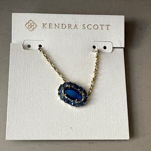 Kendra Scott Gold Necklace with Blue Oval Pendant